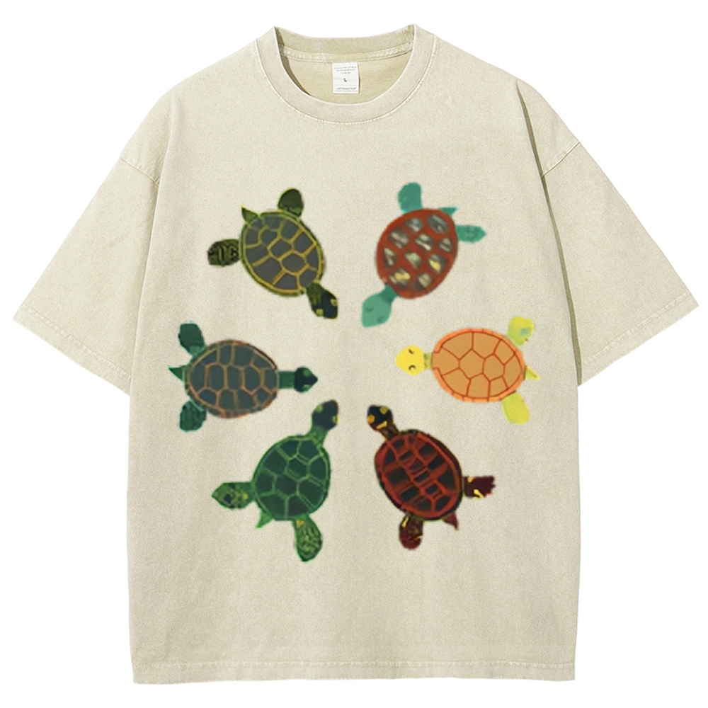 Turtle Circle Unisex Vintage Washed Tee