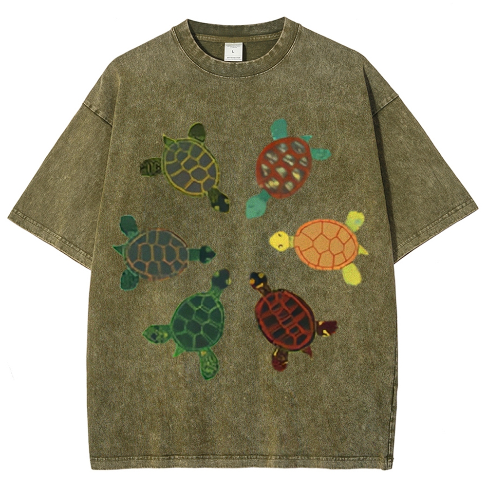 Turtle Circle Unisex Vintage Washed Tee