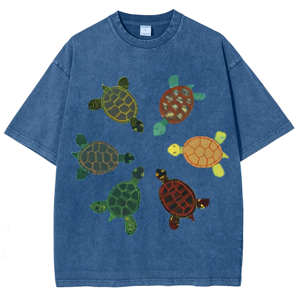 Turtle Circle Unisex Vintage Washed Tee