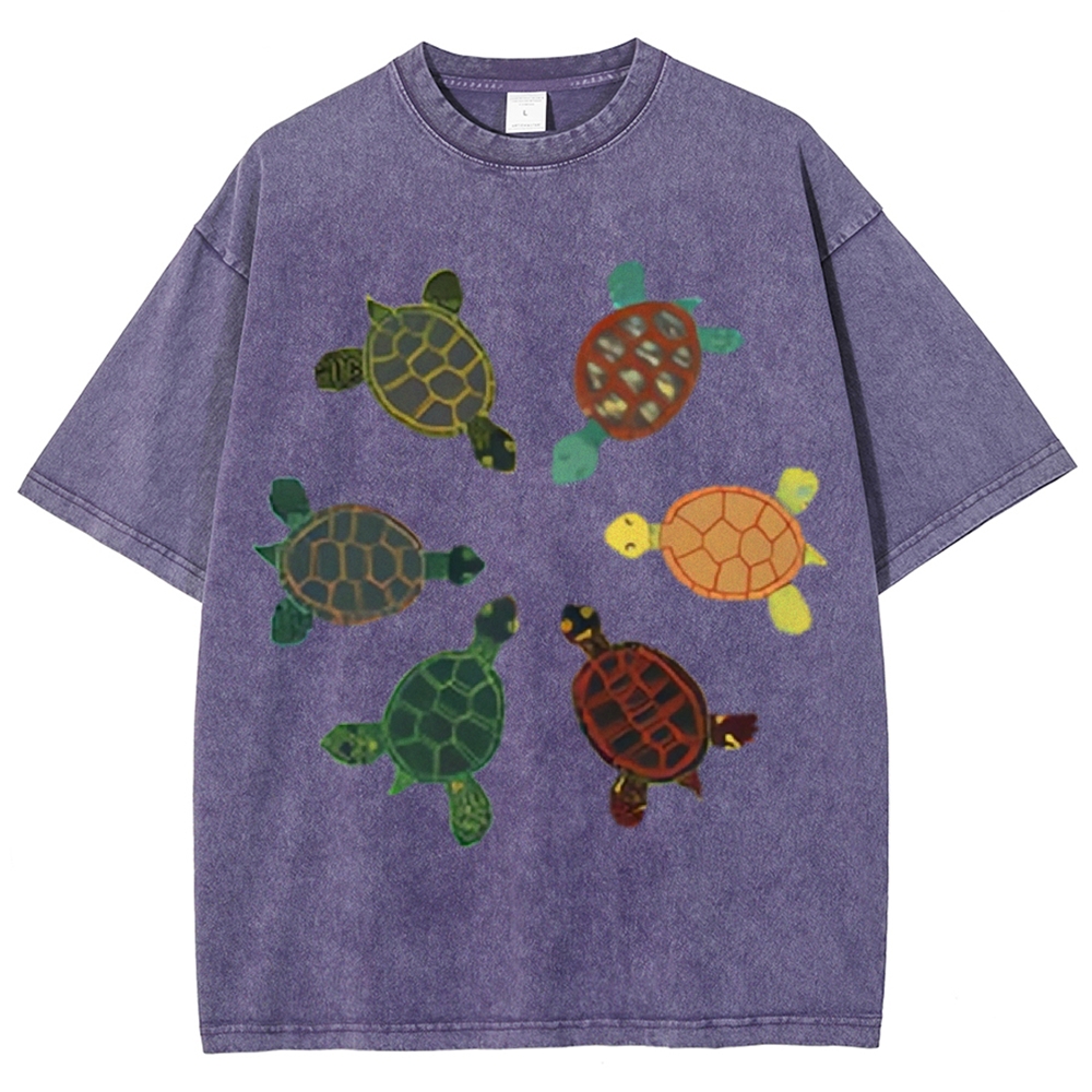 Turtle Circle Unisex Vintage Washed Tee