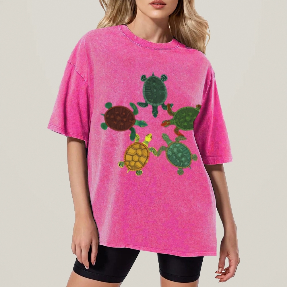 Turtle Circle Unisex Vintage Washed Tee