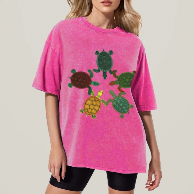 Turtle Circle Unisex Vintage Washed Tee