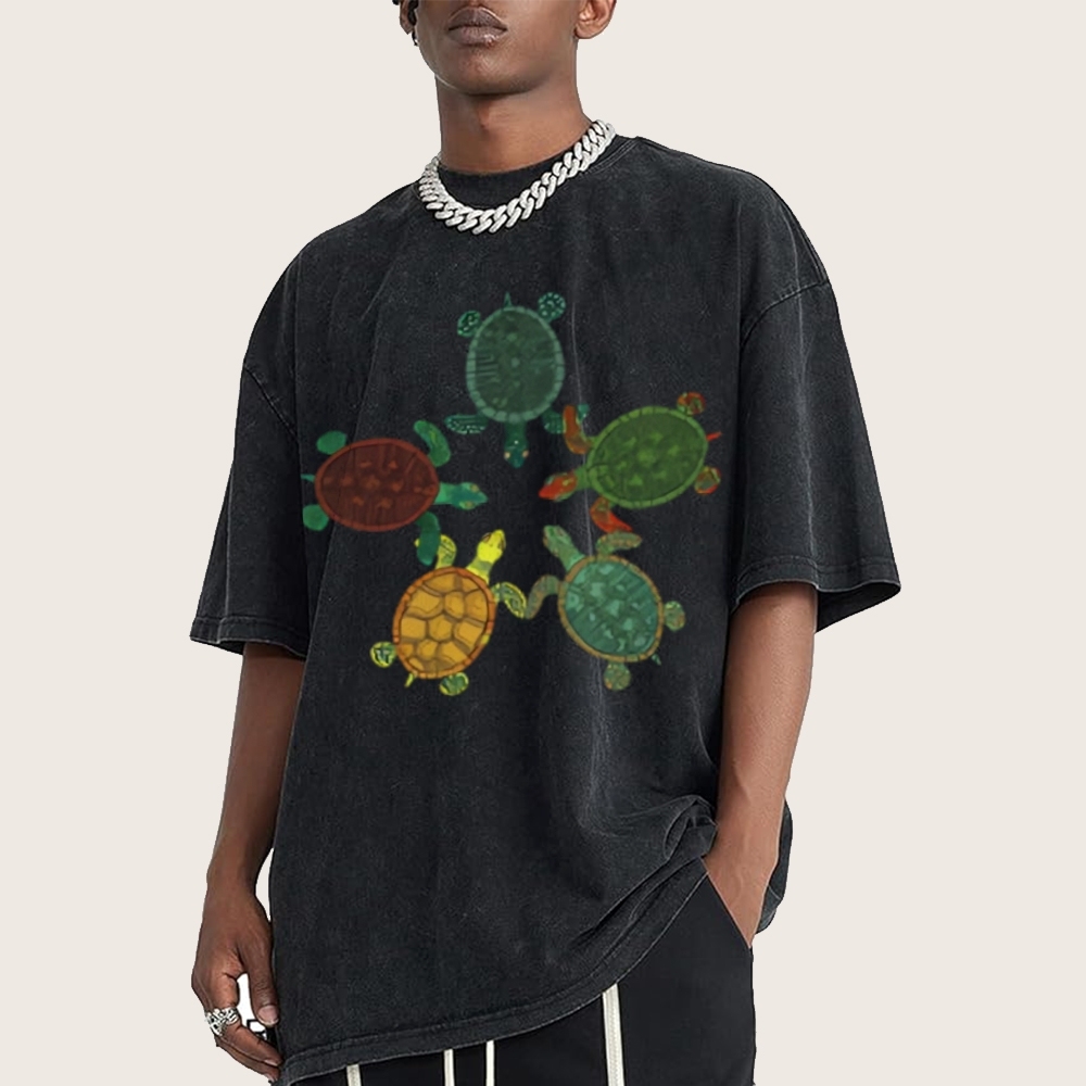 Turtle Circle Unisex Vintage Washed Tee