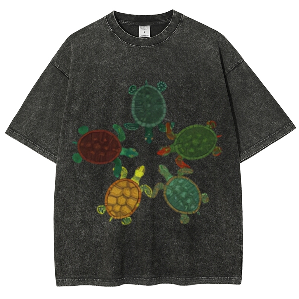 Turtle Circle Unisex Vintage Washed Tee