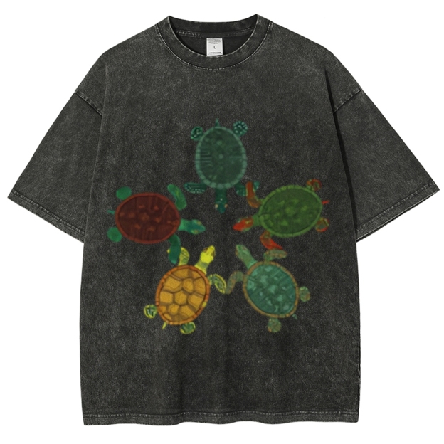 Turtle Circle Unisex Vintage Washed Tee