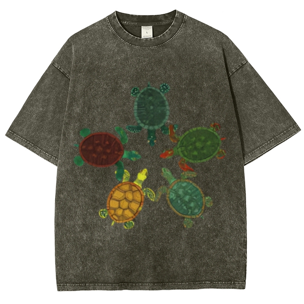 Turtle Circle Unisex Vintage Washed Tee