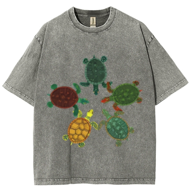 Turtle Circle Unisex Vintage Washed Tee