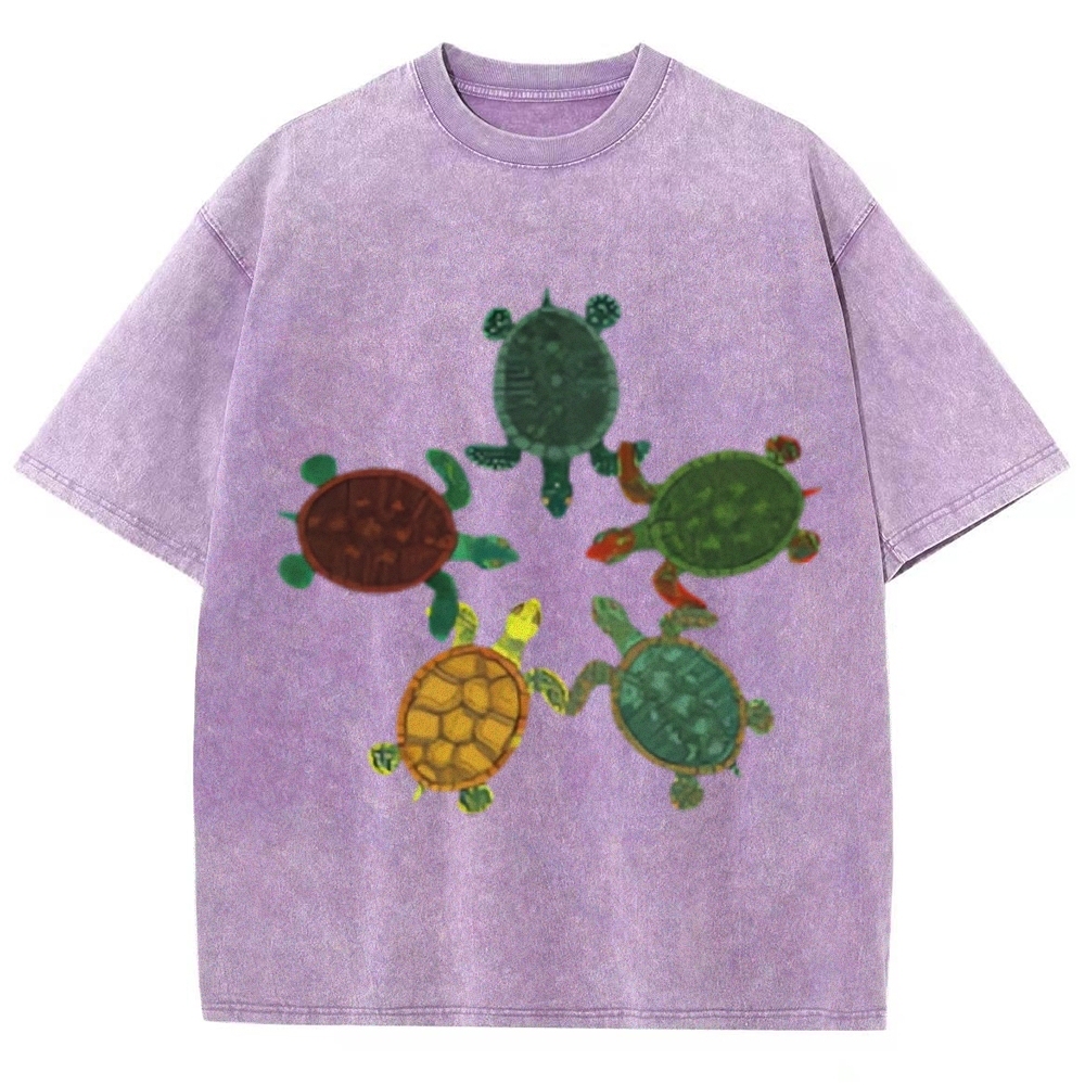 Turtle Circle Unisex Vintage Washed Tee