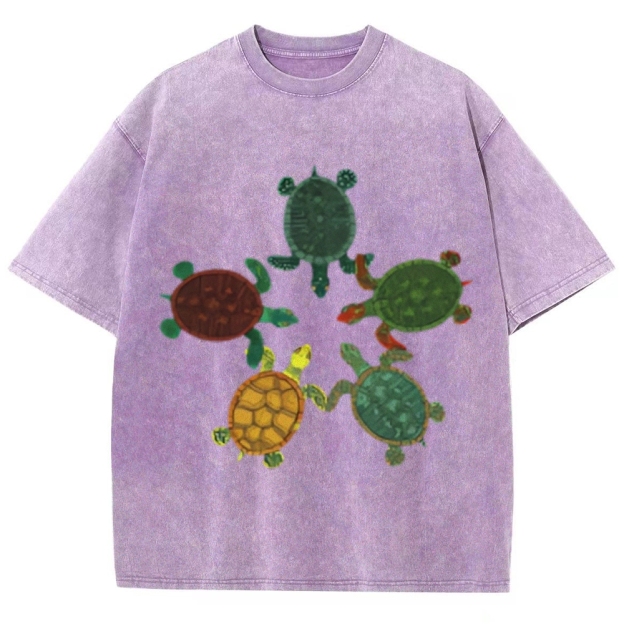 Turtle Circle Unisex Vintage Washed Tee