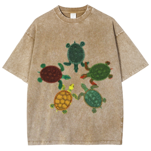 Turtle Circle Unisex Vintage Washed Tee