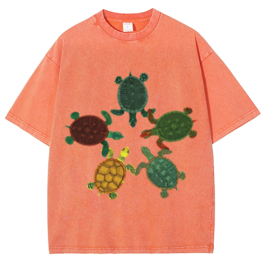 Turtle Circle Unisex Vintage Washed Tee