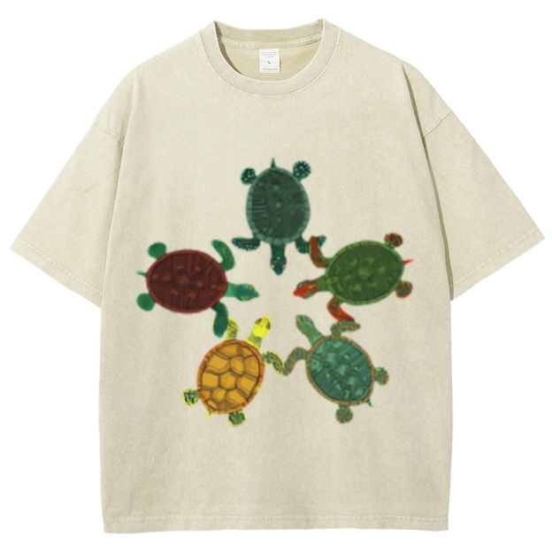 Turtle Circle Unisex Vintage Washed Tee