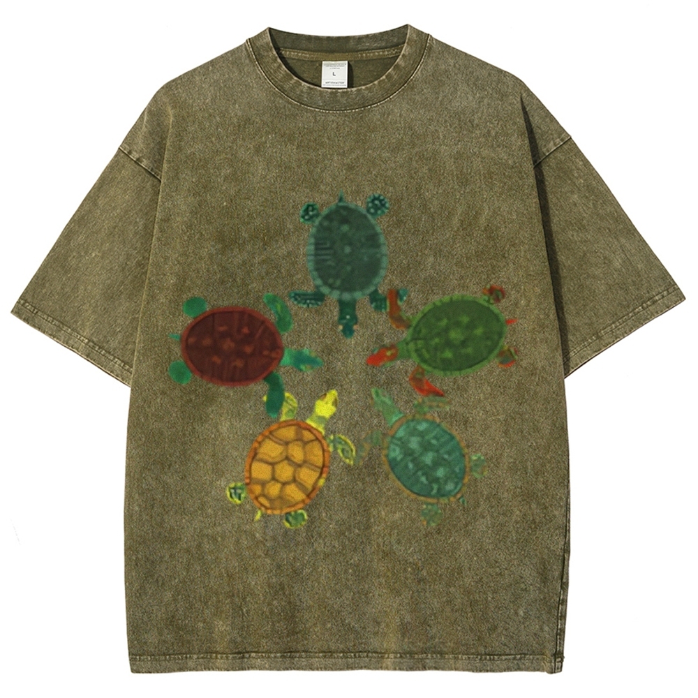 Turtle Circle Unisex Vintage Washed Tee