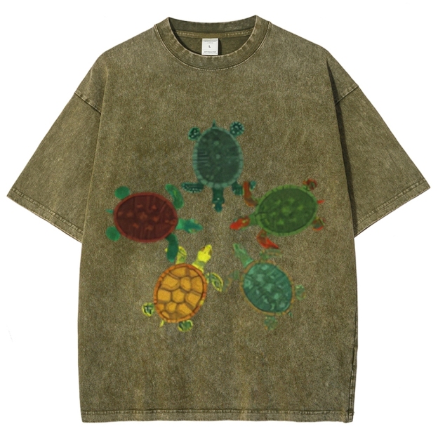 Turtle Circle Unisex Vintage Washed Tee