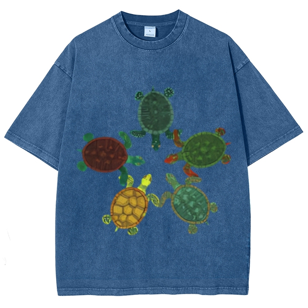 Turtle Circle Unisex Vintage Washed Tee