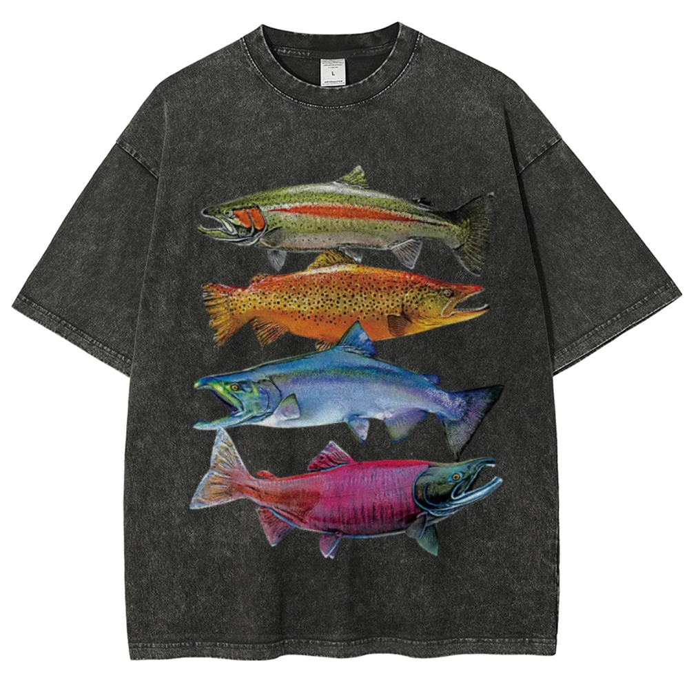 Colorful Fish Unisex Vintage Washed Tee