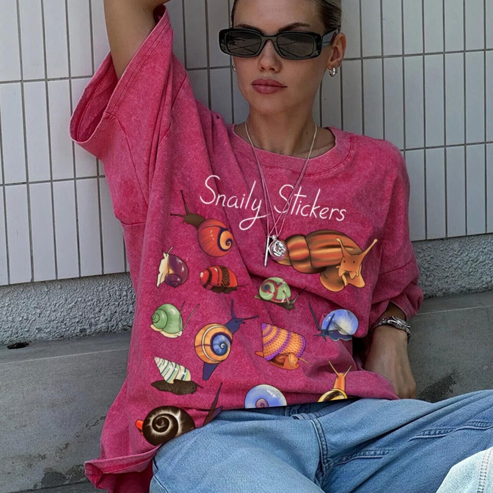 Snaily Sticker Unisex Vintage Washed Tee