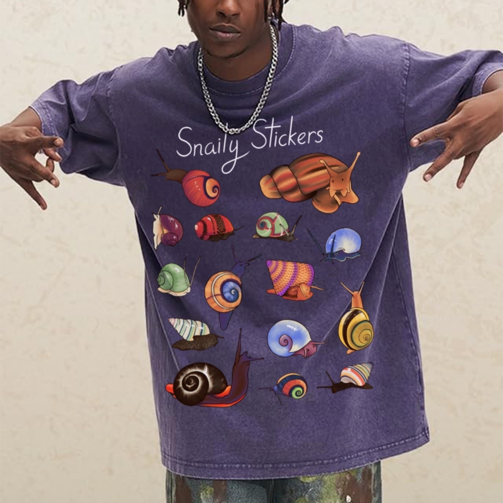 Snaily Sticker Unisex Vintage Washed Tee