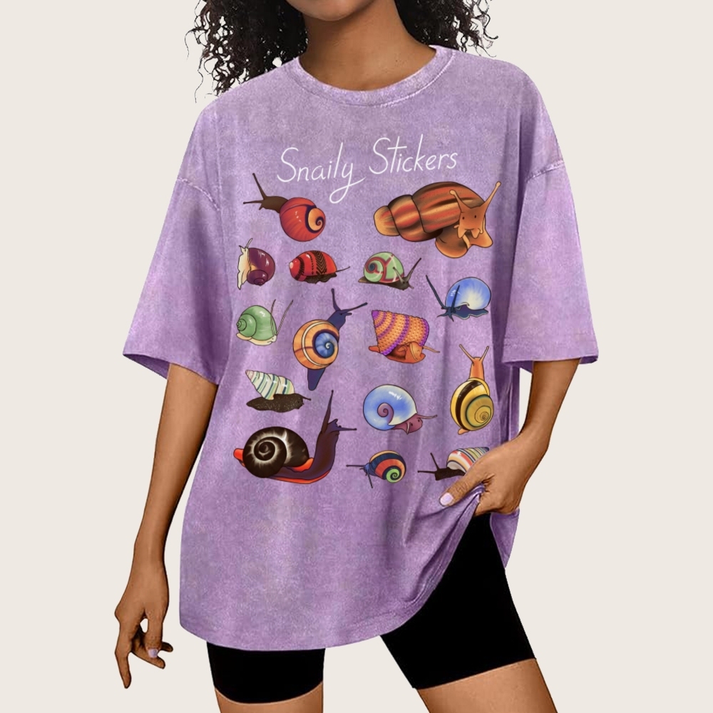 Snaily Sticker Unisex Vintage Washed Tee