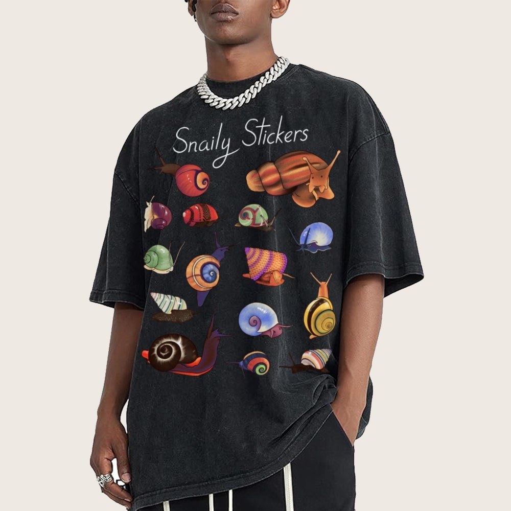 Snaily Sticker Unisex Vintage Washed Tee