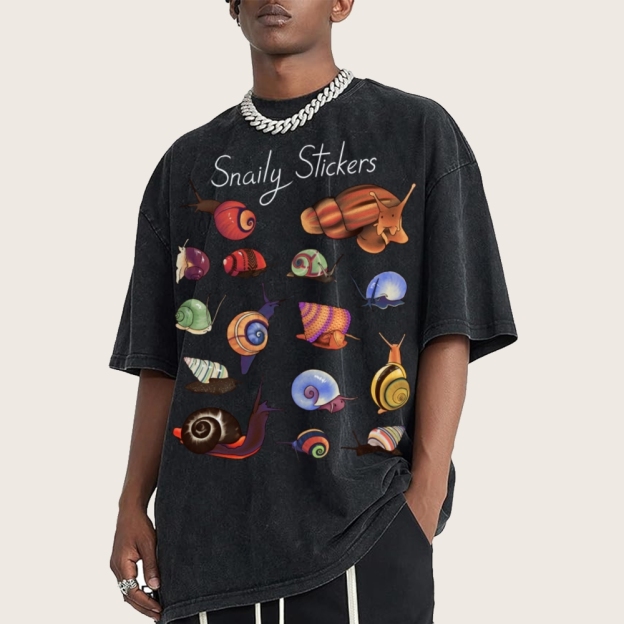 Snaily Sticker Unisex Vintage Washed Tee