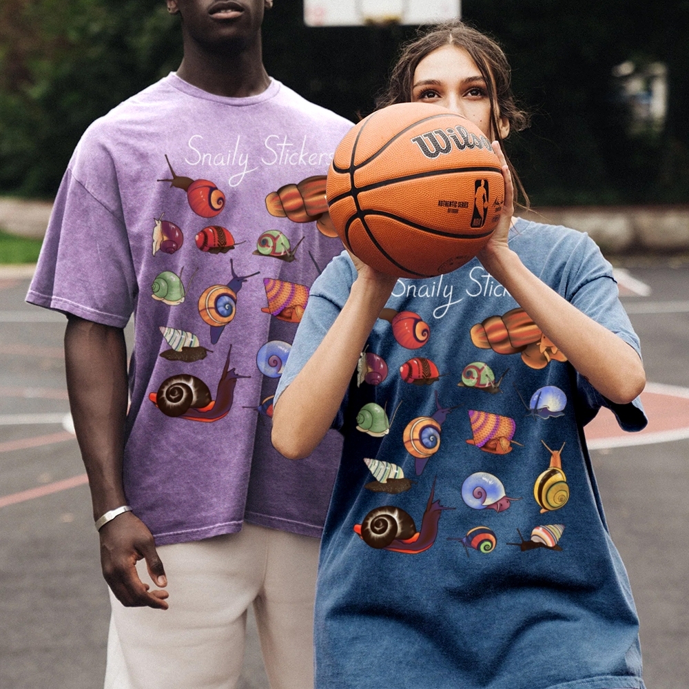 Snaily Sticker Unisex Vintage Washed Tee