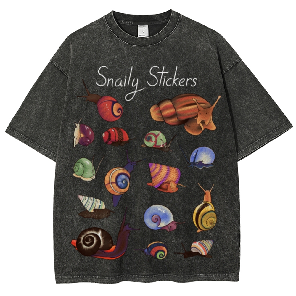 Snaily Sticker Unisex Vintage Washed Tee