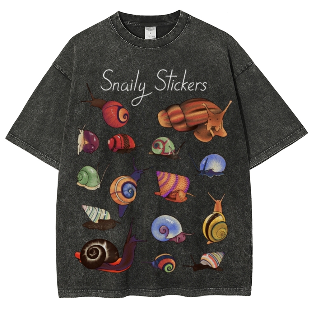 Snaily Sticker Unisex Vintage Washed Tee