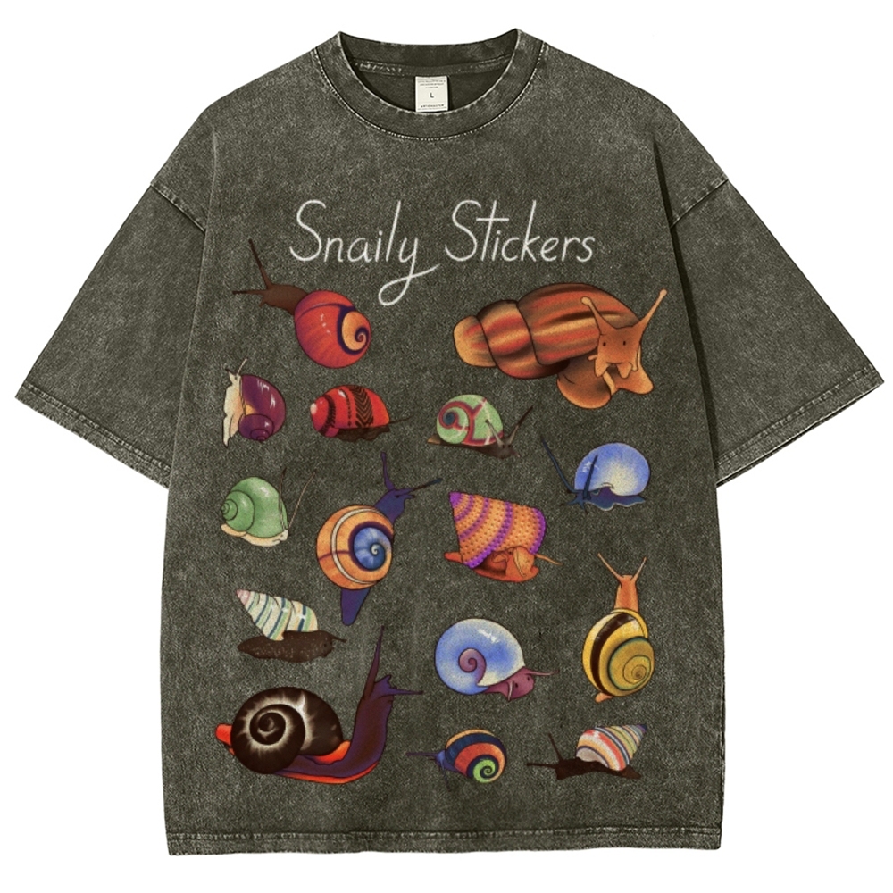 Snaily Sticker Unisex Vintage Washed Tee