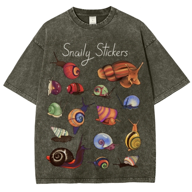 Snaily Sticker Unisex Vintage Washed Tee