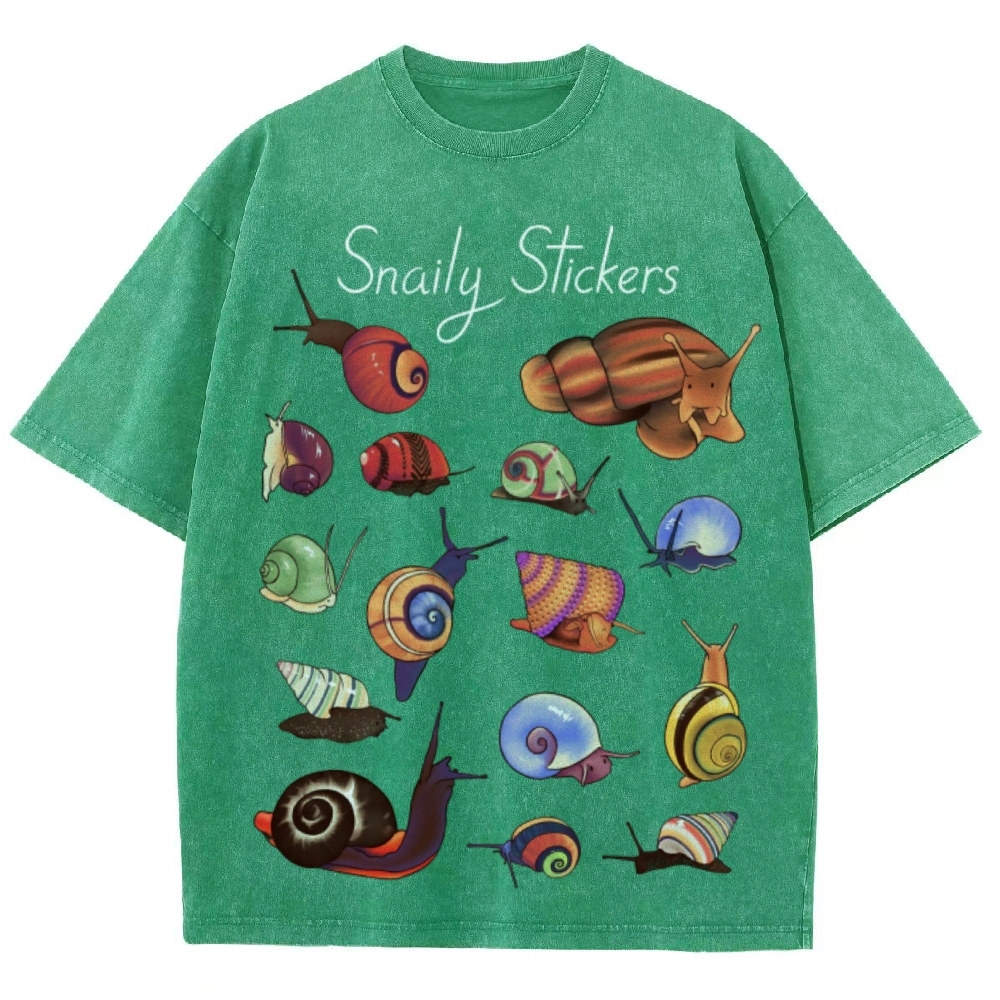 Snaily Sticker Unisex Vintage Washed Tee