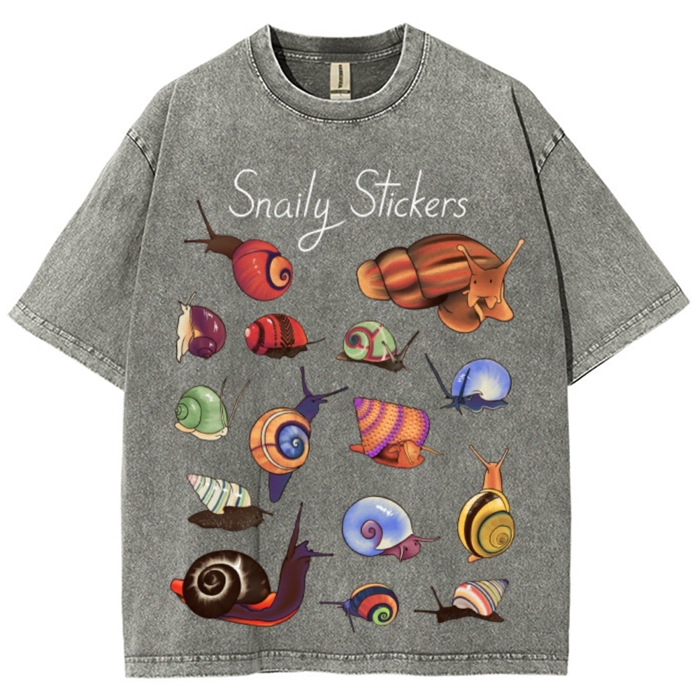 Snaily Sticker Unisex Vintage Washed Tee