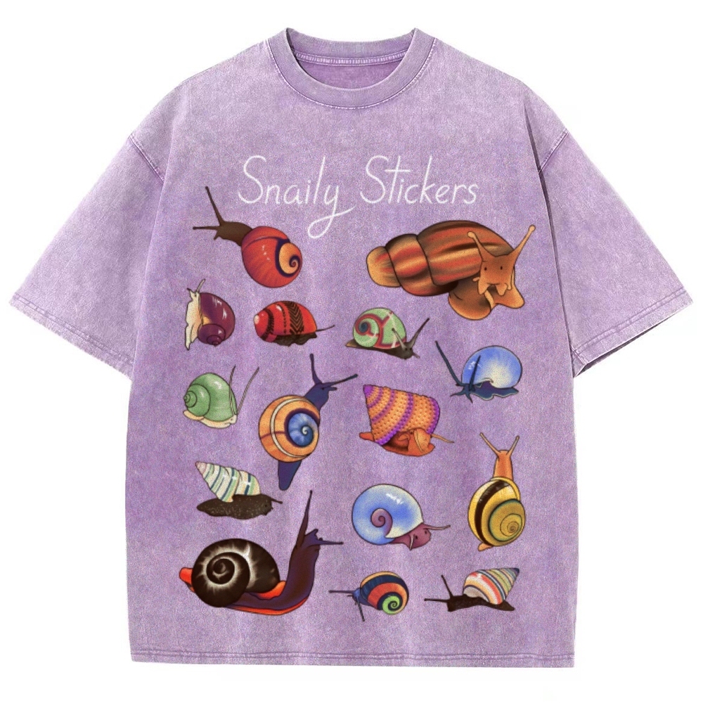 Snaily Sticker Unisex Vintage Washed Tee