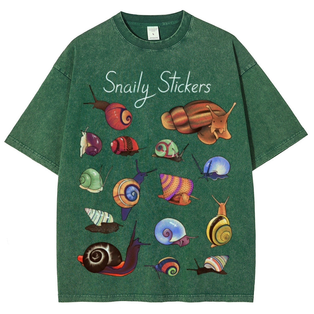 Snaily Sticker Unisex Vintage Washed Tee