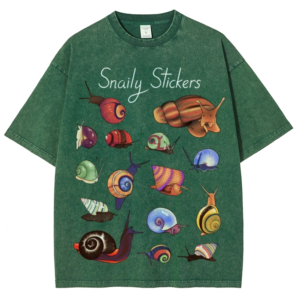 Snaily Sticker Unisex Vintage Washed Tee