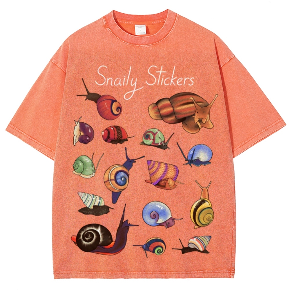 Snaily Sticker Unisex Vintage Washed Tee