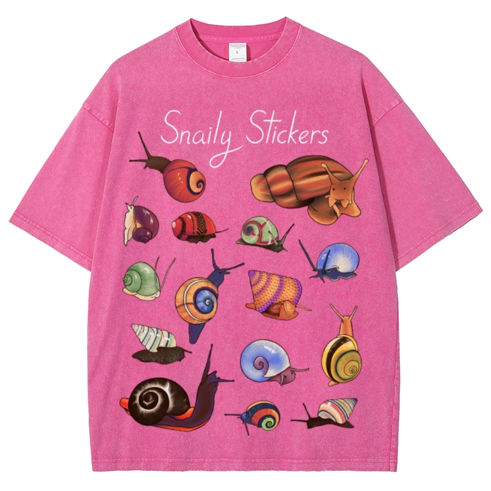 Snaily Sticker Unisex Vintage Washed Tee