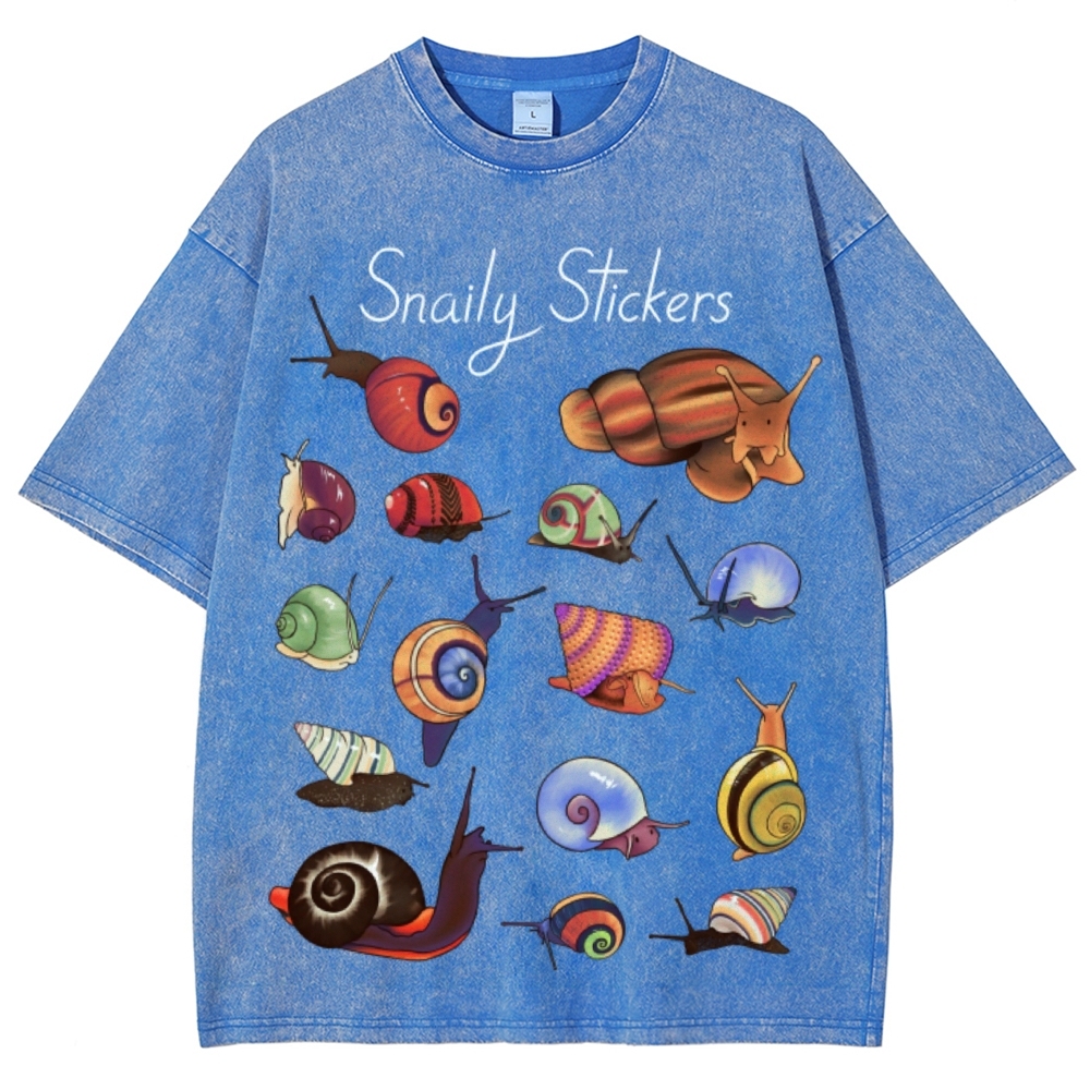 Snaily Sticker Unisex Vintage Washed Tee