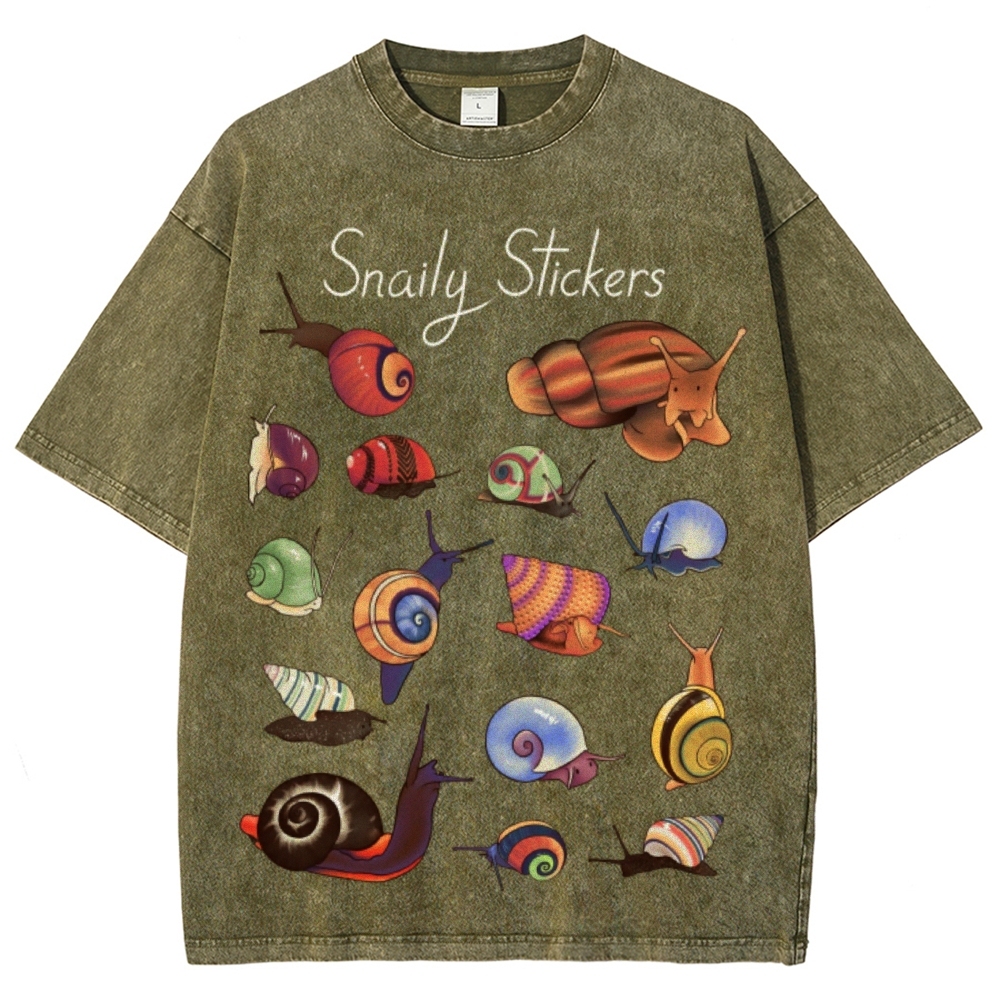 Snaily Sticker Unisex Vintage Washed Tee