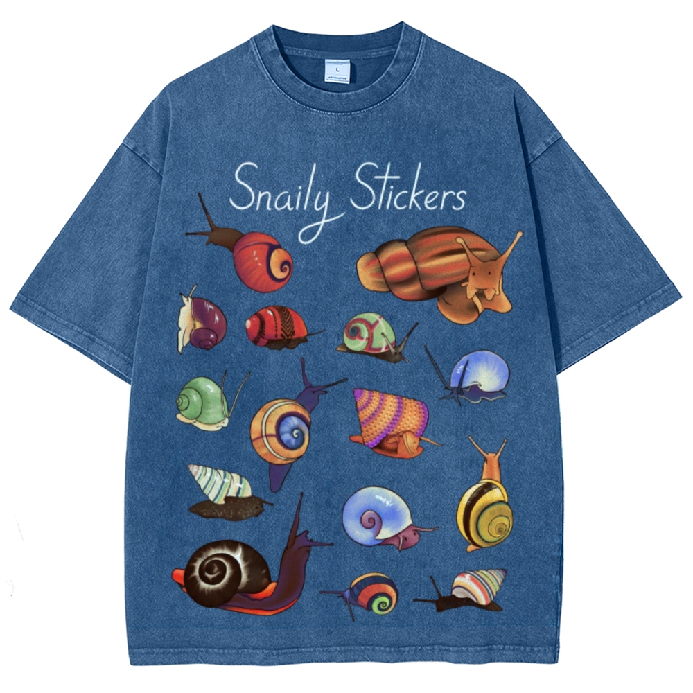 Snaily Sticker Unisex Vintage Washed Tee