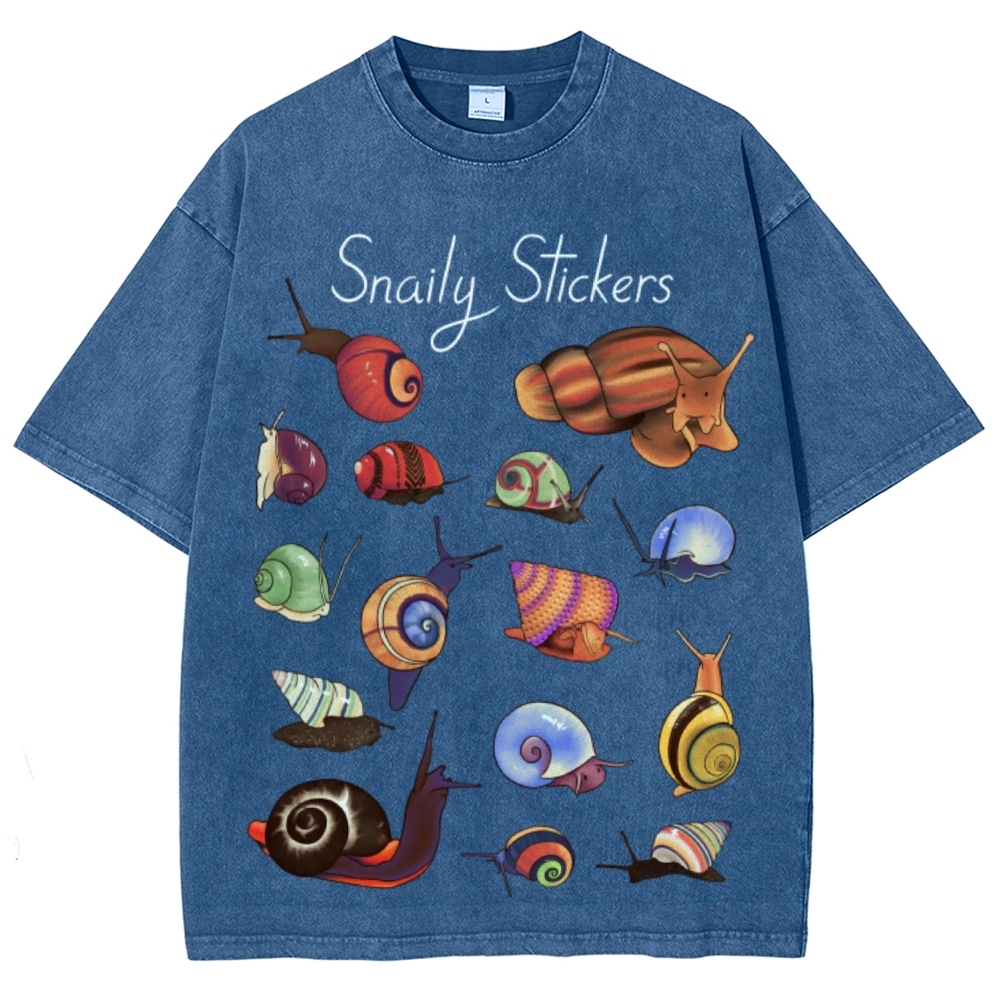 Snaily Sticker Unisex Vintage Washed Tee