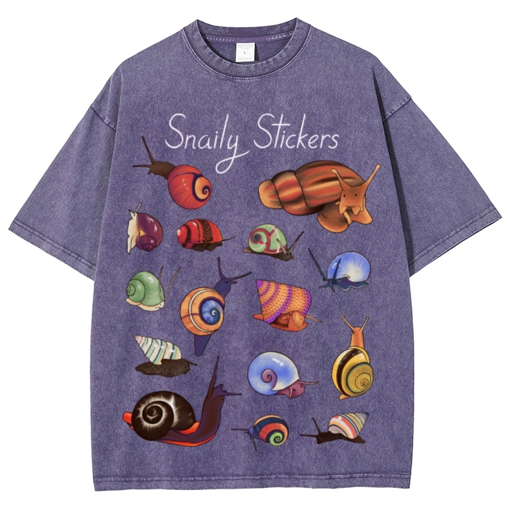Snaily Sticker Unisex Vintage Washed Tee