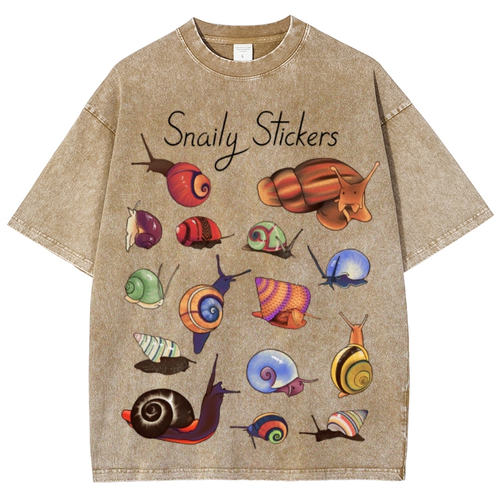 Snaily Sticker Unisex Vintage Washed Tee