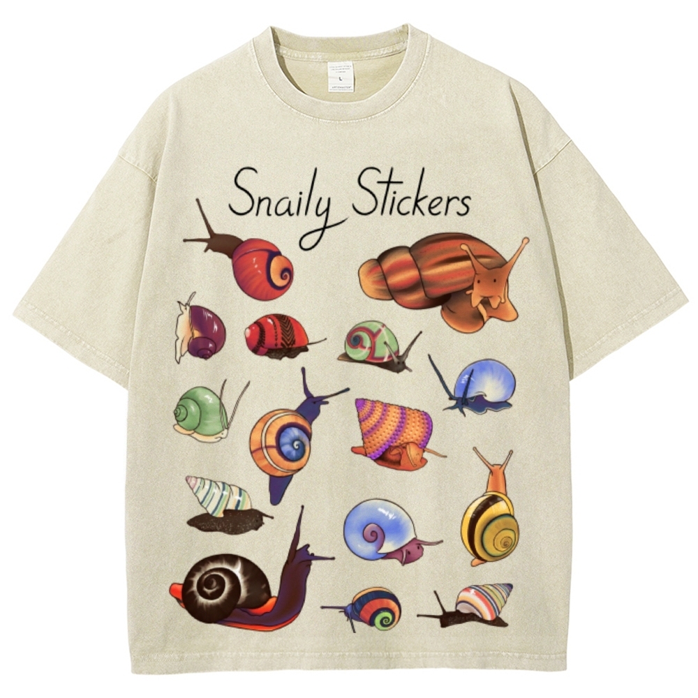 Snaily Sticker Unisex Vintage Washed Tee