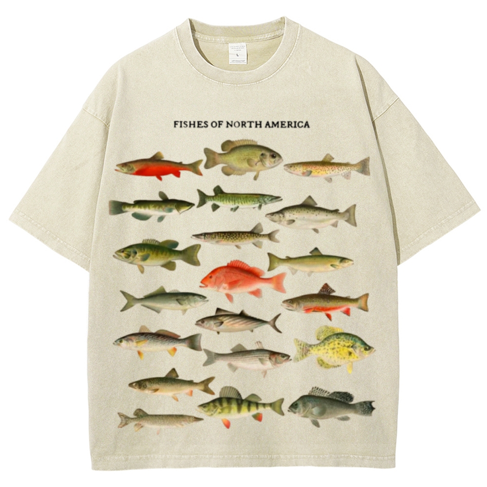 Fishes Of North America Unisex Vintage Washed Tee
