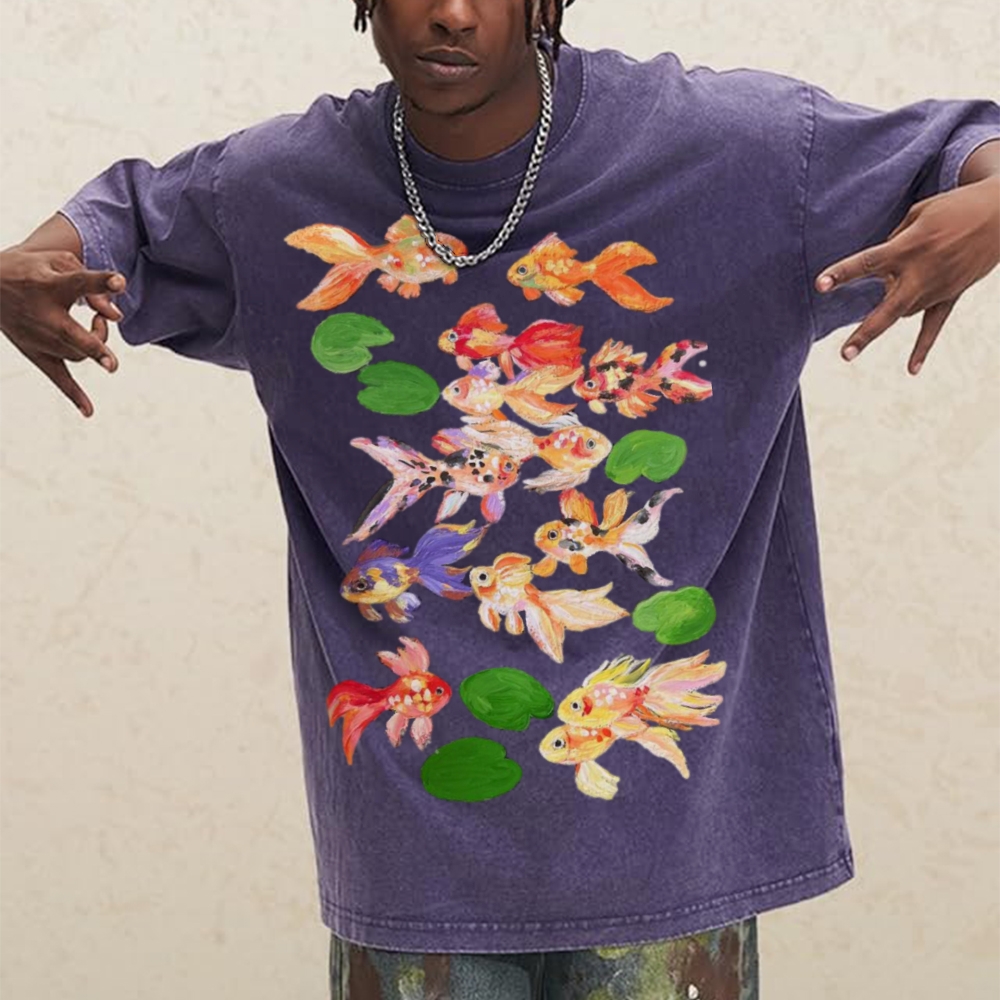 Cute Goldfish Unisex Vintage Washed Tee