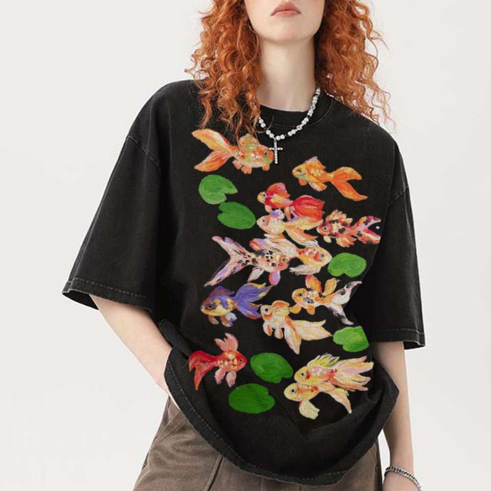 Cute Goldfish Unisex Vintage Washed Tee