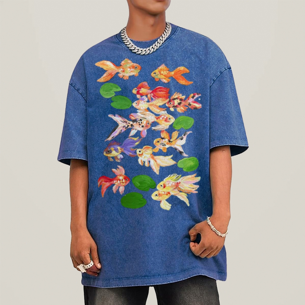 Cute Goldfish Unisex Vintage Washed Tee
