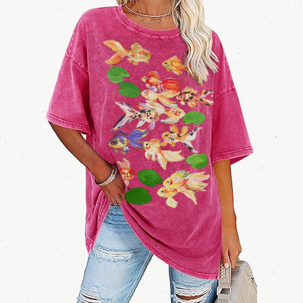 Cute Goldfish Unisex Vintage Washed Tee