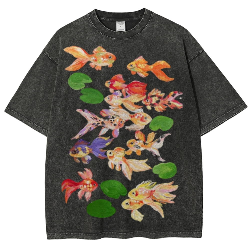 Cute Goldfish Unisex Vintage Washed Tee
